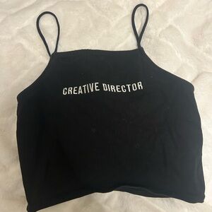 Forever 21 Black Camisole with Creative Director Print